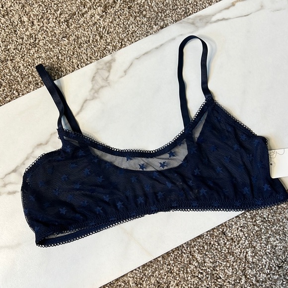 Navy Blue Anemone Bralette with Mesh & Star Details - Picture 6 of 11